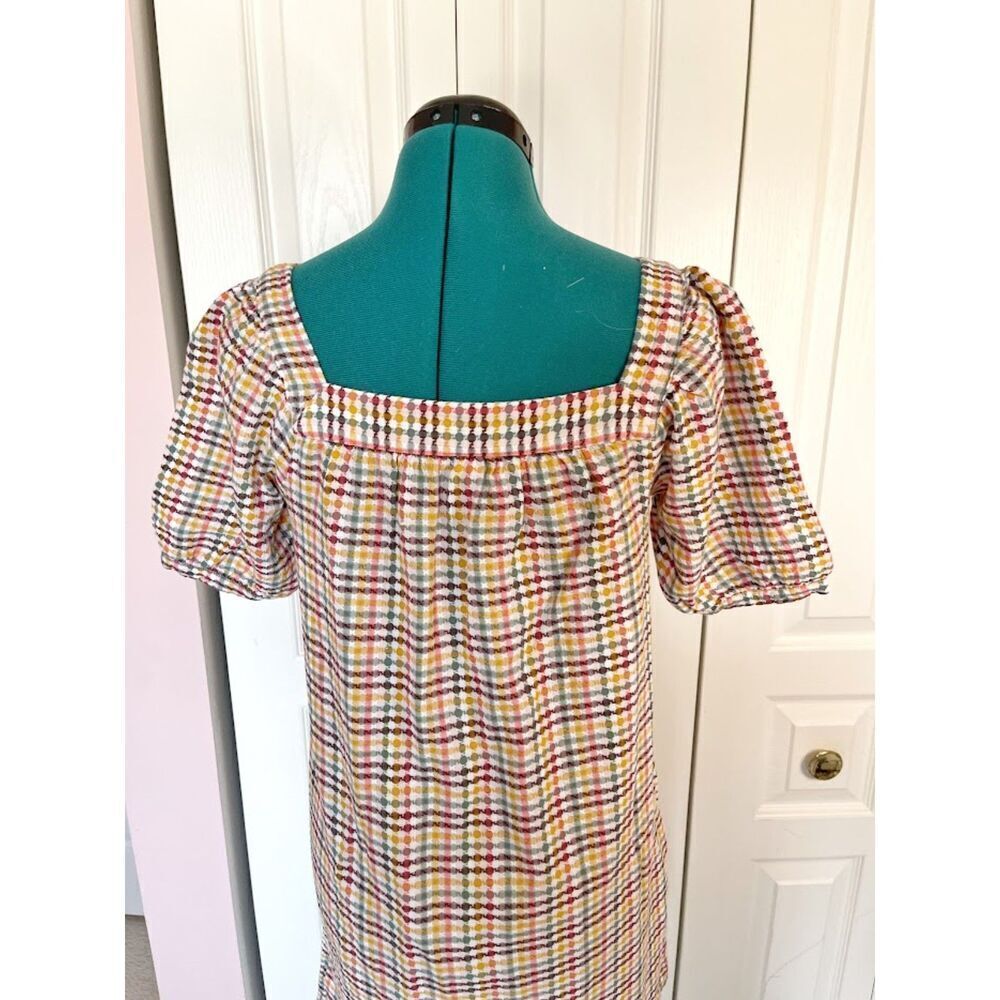 Old Navy Multicolor Plaid Dobby Gingham Puff Sleeve Textured Swing Dress - Picture 6 of 11